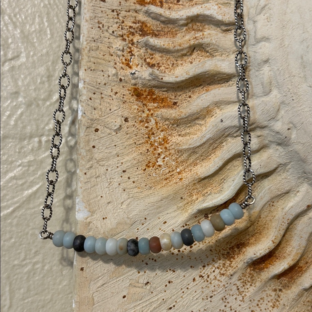 Sterling silver stone necklace, unique
